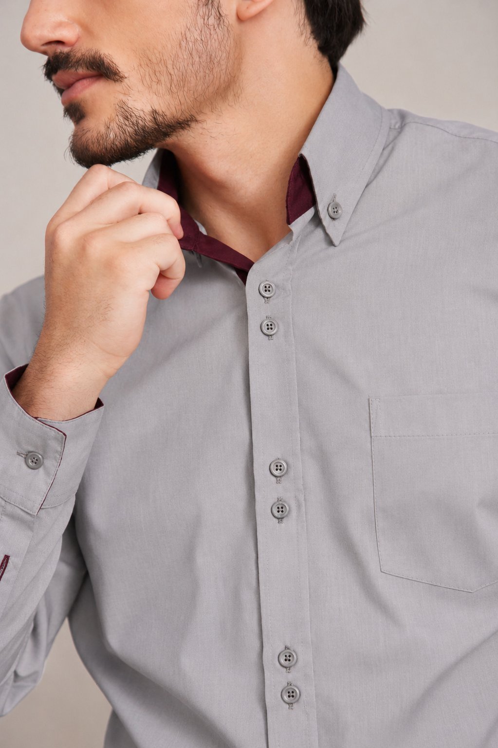 Camisa Social Masculina Manga Longa com Detalhes Contrastantes — imagem 2