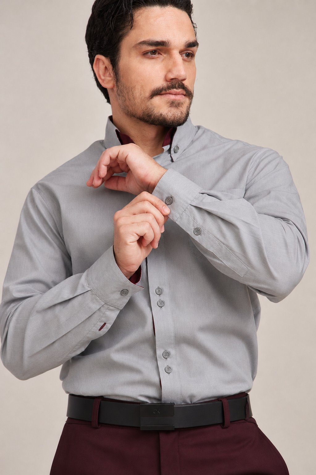 Camisa Social Masculina Manga Longa com Detalhes Contrastantes — imagem 4